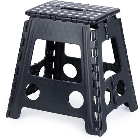LIVIVO Folding Step Stool – Compact and Lightweight Two Tier Anti Slip Stepping Stool - Folds Flat with Carry Handle for Easy Storage and Transport