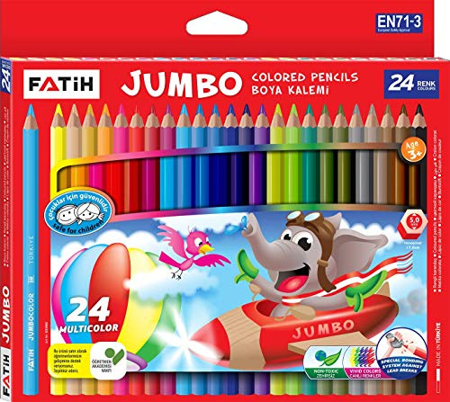 Jumbo Colored Pencils | Set of 24 | with X Big Pencil Sharpener | Pre School & Special Learners