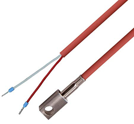 iOVEO 049OF01205 - PT100 - Oberflächenfühler, 4-Kant Edelstahl Armatur, Temperaturfühler mit Silikon-Leitung bis 200°C, 5 Meter