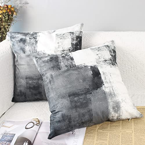 OYIMUA Deko Kissenbezug 40x40 2er Set Samt Kissenbezüge Grau Couch Landhausstil Kissenhülle Aesthetic Dekokissen Kuschelkissen Quadratisch Sofakissen Couchkissen Outdoor Kissen Zierkissen