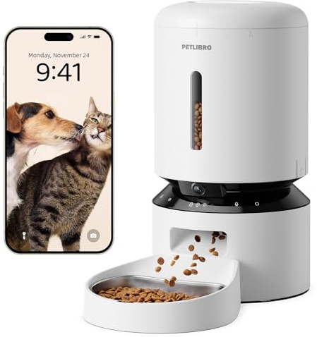 PETLIBRO Kattmatautomat med kamera 1080P - Hundmatare med APP och WiFi 5G och 2.4G, låg matsensor och lås
