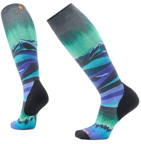 Smartwool Womens Ski Targeted Cushion Compression Print Over The Calf Socks Black Medium