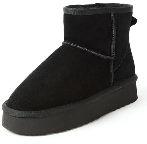 Shenduo Femme Bottes à Plateforme Cheville d'Hiver Botte Basses de Neige Étanche Noir D9318 38EU