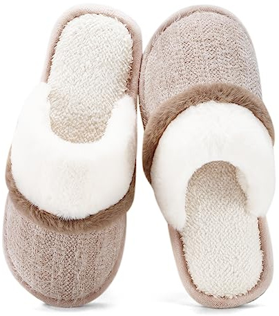 GOEWY Pantuflas para Mujer Invierno - Zapatillas de Casa Abrigadas con Diseño de Color Contraste, Suela Antideslizante de Espuma Viscoelástica - Ideal para Mujeres, Mamá o Novia
