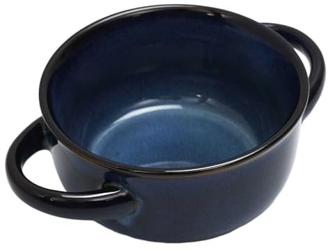 HOME DECO FACTORY - KA0429 Bol de Sopa de Gres para Sopas, Ensaladas y Postres - Diseño Elegante - Gran Tamaño - Apto para Lavavajillas - Color Azul