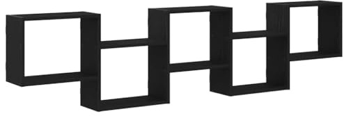 vidaXL wall cube shelf black engineered wood - modern decorative floating storage unit with 5 compartments for living room/bedroom