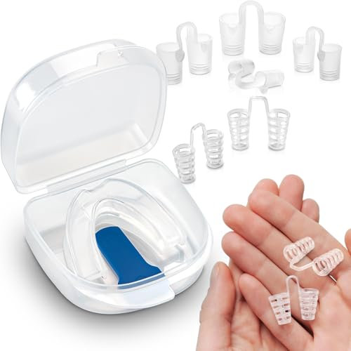 Schnarchen Stopper gegen Schnarchen-Einstellbar-Anti-Schnarch-Schnarchstopper,Anti Snoring Schnarchschiene mit 8 Größen Nasenspreizer,Wiederverwendbares Stop Snore Mouth Guard für Herren und Damen