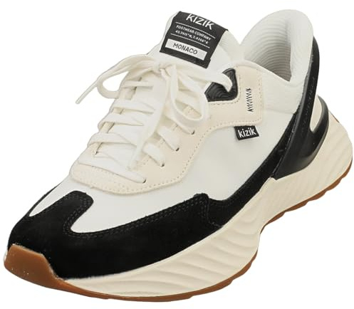 Kizik Mens Monaco Slip On Suede Trainers - White/Black - 9 UK