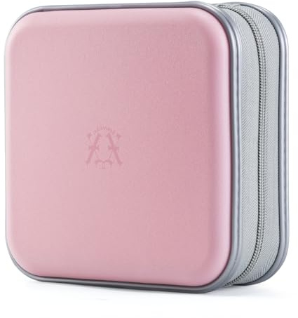 alavisxf xx CD Case, 48 Capacity Hard Plastic Portable Travel DVD Case Protective Zipper CD Case Holder Car Storage Wallet Bag (Light Pink, 48 Capacity)
