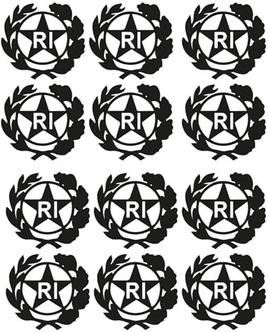 StampaGenerale® - 12 Pz Bollino Adesivo per Targa Auto e Moto con Stemma Logo RI in PVC Resistente e Impermeabile Facile da Applicare Ideale per Restauri (13x13 mm)