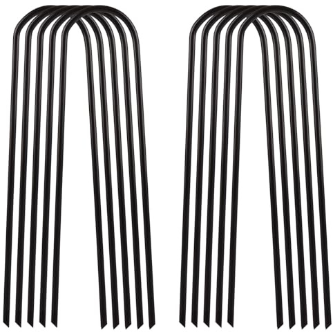 AHAQU 10PCS Trampoline Anchor Kit, 30cm/12 Inches Heavy Duty U-Shaped Tent Pegs, Trampoline Wind Stakes, Metal Ground Stakes for Soccer Goals, Garden Decoration, Swing