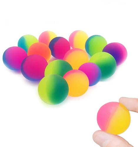 Quorlis Bouncy Balls – 15 Pcs Colourful Dual-Tone Bouncy Ball Set for Kids Party Bags, Sensory Play, Decompression, School Events & Prizes, Fun Elastic Rubber Balls for Stress Relief Toys