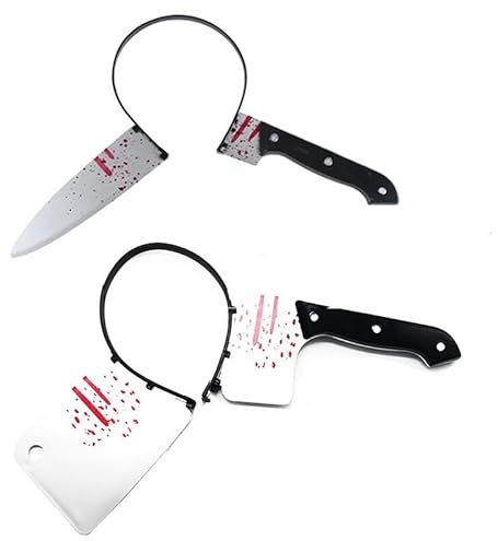 Zatibvy - Confezione da 2 pezzi di fascia con coltello da coltello + pugnale in plastica corta spada spaventosa per costume horror Halloween per costume da zombie