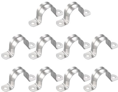 QUARKZMAN Tuberías Abrazaderas (32mm/1,26) 10uds, 304 Inoxidable Acero U Tubo Tensión Clip Soporte - para Fontanería Tubería Alambre