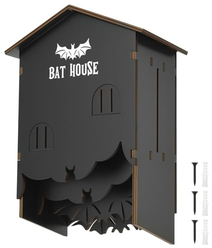 Wooden Bats House,25x15x10.5cm Bat Box for Garden Wall,Hanging Nest Box Home for Bat to Land and Roost,Bats Shelter Sparrow Nest Boxes Suitable Outdoor, Garden,Farm,Tree,Balcony