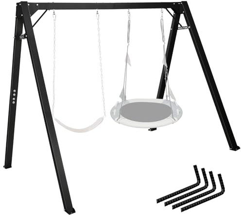 8FT Outdoor Heavy Duty Swing Stand, Reinforced Metal A-Frame Swing Frame, 880lbs Tested, 440lbs Rated Load for Kids & Adults, Perfect for Backyard, Garden, Playground