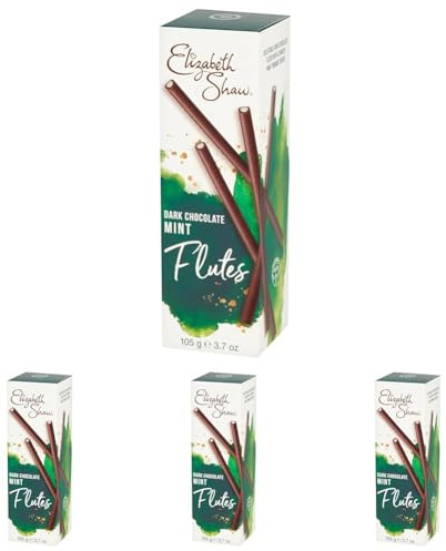 Elizabeth Shaw Dark Mint Flutes 105g – Rich Dark Chocolate Batons with Mint Fondant Centre – Indulgent Treat – Ideal for Gifting, Sharing, or Christmas Celebrations (Pack of 4)