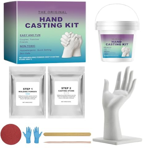 Handgjutningssats för par, 3D-handgjutningssats, 1,5 kg, snidningsverktyg | i gips för familj, , pojkvän, flickvän, alla hjärtans dag, dejt