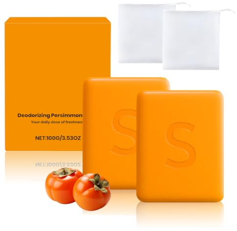 2 Piezas Jabón de Caqui, Persimmon Soap, Jabón Natural de Kaki