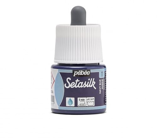 PEBEO – Flacon Setasilk Bleu 45 ml - Peinture sur soie - Flacon Bouchon Pipette de 45 ml – Couleur Bleu Marine