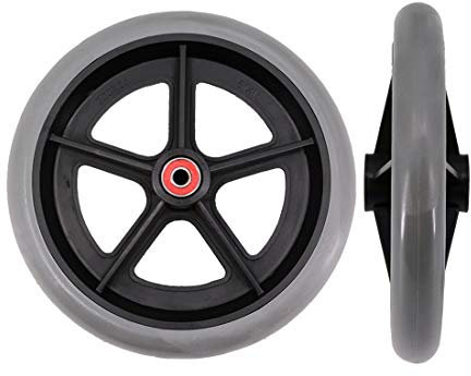 SUNDELY® Ruota in gomma per sedia a rotelle, scooter, carrello, deambulatore, carriola, ruote di ricambio 20 cm, grigio, non lascia segni, set da 2 pezzi