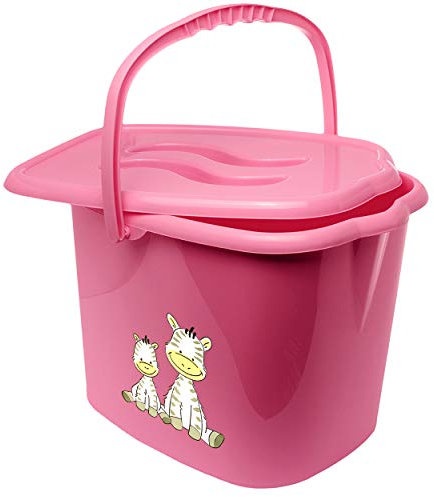 Eimer/Putzeimer/Mülleimer - mit Deckel + Tragegriff - rosa - pink Tiere - Zebra Bieco - geruchsdicht - Windeleimer Geruch - geruchsfrei - Wickeleimer ..