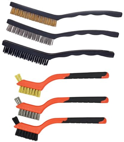 Orssmigs 6 Piezas Cepillo Alambre, Cepillo Metalico, Cepillo de Alambre para Limpiar Mini Cepillos de Latón, Cepillo de Alambre de Nailon y Cobre para Limpiar la Suciedad (7/9 Pulgadas)