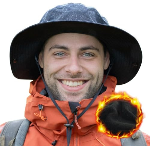 TOP-EX TOPEX XL/XXL Unisex impermeable sombrero de exterior para invierno con forro de vellón cálido, sombrero de safari, para pesca, senderismo, sombreros boonie, protección UV, sombreros de sol con
