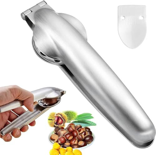 PONNYC Kastanien Clip, Maronizange, Walnüsse Nußknacker, Edelstahl Maronen Schneider, Kastanienöffner, mit Walnuss-Nadel, für Walnüsse, Kastanien, Nüsse
