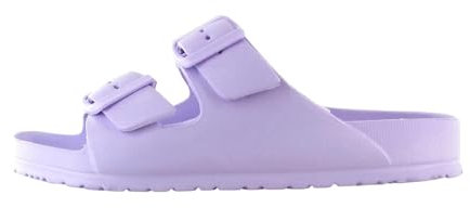ella Damen-Slides mit Doppelschnalle, Flieder, 37 EU