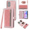 Asuwish Phone Case for OPPO A58 5G/A78 5G/A58X/A1X Zipper Wallet Detachable Cell Cover with Tempered Glass Screen Protector Crossbody Strap Bling Glitter Flip Card Holder Slot A 78 CPH2483 Women Pink