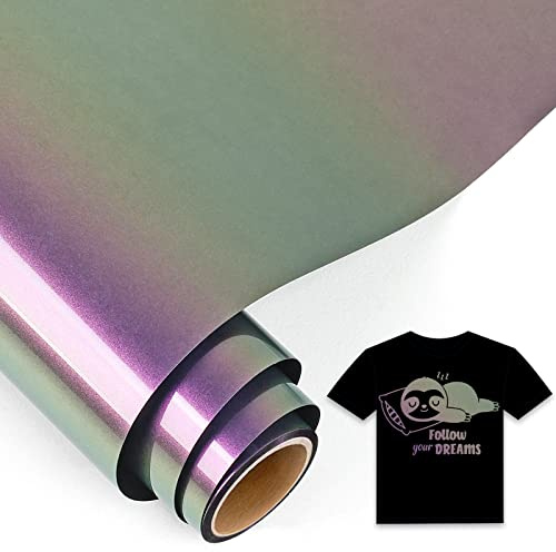 IModeur Chameleon Iron on Vinyl — 30.5 x 153 cm Violet to Red Heat Transfer Vinyl for Fabric, PET Backing Easy to Weed HTV for T-Shirts, Clothes, Hats, Bags and Other Textiles