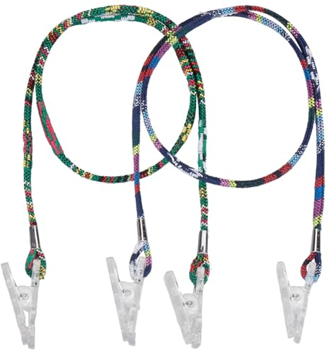 GORGECRAFT 8pz 2 Colori Clip per Tovaglioli in Plastica Clip per Bavaglini Dentali Cordino per Il Collo Tovagliolo Asciugamano Grembiule Bavaglini Clip di Fissaggio per Dentista Anziano Cucina 46.7cm