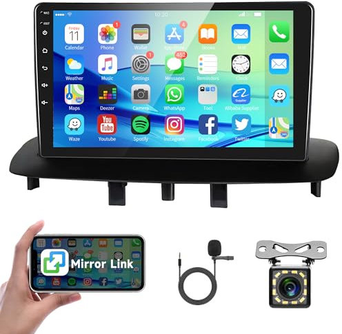 Android 13 Autoradio 2 Din für Renault Megane 3 2008-2014 9 Zoll Mit GPS Navi WiFi Touchscreen Bluetooth Mirror Link FM/RDS/EQ/DAB/DVR Lenkradsteuerung Rückfahrkamera