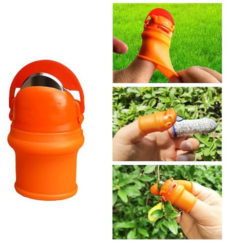 CrongeFul 12 Pcs Silicone Thumb Knife Gardening Tool Set for Harvesting, Thumb Cutter for Finger Protection, Plant Fruit Picking, Trimming (15° Blade)