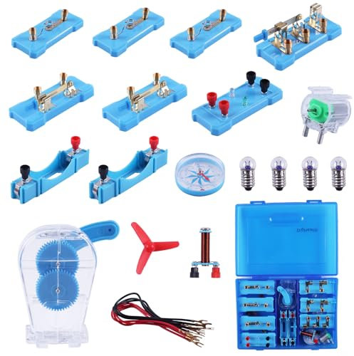 Elektronik Schaltungen Set für Kinder – Lernspielzeug mit Motor, Glühbirne & Kabeln – Elektrotechnik Experimentierkasten für Physik & Mint-Bildung für Kinder ab 5 Jahren