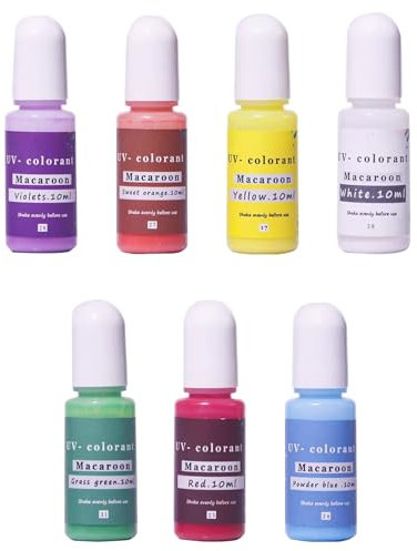 Nurila Epoxidharz Farbe Set, 7 Farben Farbpigmente für Gießpulver für Anfänger und Profis, DIY Epoxidharz Set, Epoxidharz Farben für Malen, Untersetzer, DIY Handwerk, Acrylmalerei, je 10ml