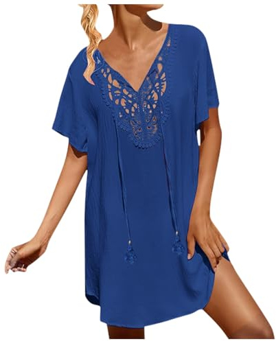 Cache Maillot de Bain Femme Robe de Plage Crochet Sarongs en Crochet Été Plage Couvrir Sexy V-Cou Bikini Cover Up Bohème Beachwear