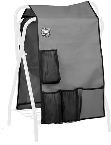 Harrison Howard Horse Saddle Rack Cover with Pockets, Waterproof Saddle Storage Cover & Horse Tack Organizer, Saddle Rack Protection for Barn, Trailer & Travel(Saddle Rack not Included)-Grey