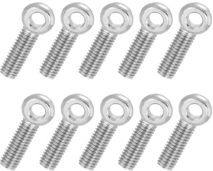 PATIKIL 10 Pcs M8x35mm Bullone Ad Occhiello Oscillante Con Spalla, 304 Acciaio Inossidabile Metrico Filettatura Completa Bullone Ad Occhiello Foro Scanalato Bulloni, Colore Argento