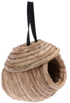 VICASKY Nid Oiseau Tissé Paille Naturelle Nid De Paille pour Petits Animaux pour Perruches Confortable Et Sécurisé pour Perruches Ondulées Et Petits Animaux De Compagnie