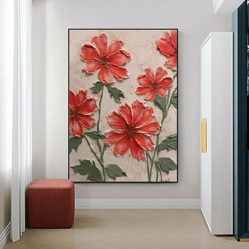 Genérico Cuadros Salon, Pintura Al Óleo Moderna Sobre Lienzo Grande, 100% Pintada A Mano, Arte De Pared Botánico Estético Para Sala De Estar, Dormitorio, Hotel, 80 X 100 Cm (32 X 40 Pulgadas).