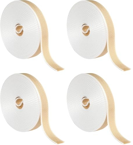Amig - Cinta para Recogedor de Persianas Enrrollables - Cuerda de Repuesto para Carrete de Persiana de Toque Suave y Rígido - Resiste Rayos UV y Abrasión - Color Blanco/Beige - Medidas 22 mm x 6 m