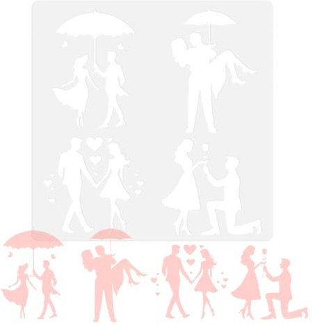 Stencil Per Artigianato Riutilizzabili,Modello Coppia Romantica | Stencil Riutilizzabili Per Pittura - Per Mobili Pareti Pavimenti Piastrelle Finestra Tela Stoffa Carta Album Decorazione Casa