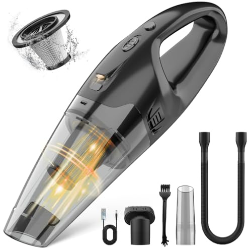 BSRCO Hand Vacuum Powerful Suction, Hand held Vacuum Cordless Rechargeable with LED
