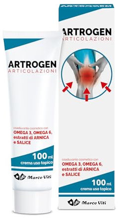 Artrogen - Crema, Sollievo Dolori Articolari, Tubo da 100 ml, Dermatologicamente Testata con Arnica, Salice, Stimola la Circolazione, Omega 3 e 6