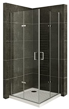 Mampara de Ducha Matilde | 70x100x180cm | REVERSIBLE | Puerta plegable | Ajuste 68,9-70,4 x 98,9-100,4cm | Perfiles Cromados, Cristal transparente de 6 mm - Moments of Glass