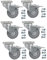 SPARES2GO Universal Heavy Duty Small Fixed Swivel Caster Braked Furniture Trolley 50mm 6 x Castor Wheels + 24 Screws