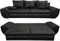 Vintage Big Sofa mit Schlaffunktion und Bettkasten, XXL Trend Couch 275 cm breit, Wellenunterfederung, Liegefläche 148x194 cm, Mikrofaserstoff in Leder-Optik in Schwarz / 18010