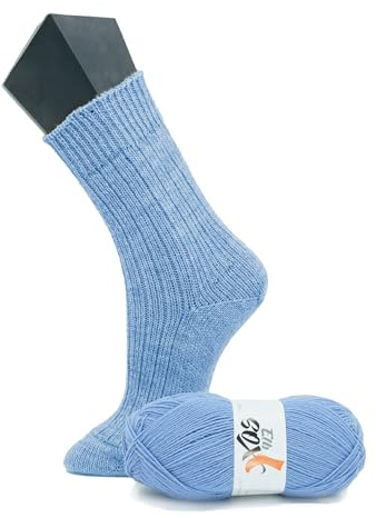 ElbSox Pier 4 gomitoli di lana per calze, 100 g, con una lunghezza di circa 420 m, è sufficiente per un paio di calzini fino alla taglia 46, colore 009, blu cielo